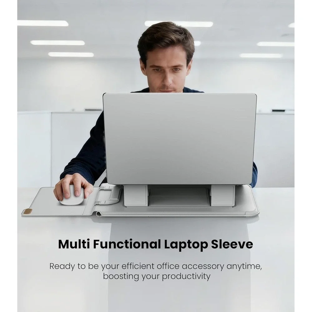 Nillkin 16 in PU Laptop Sleeve‎ Stand Mouse Pad Handle Gray Travel Office